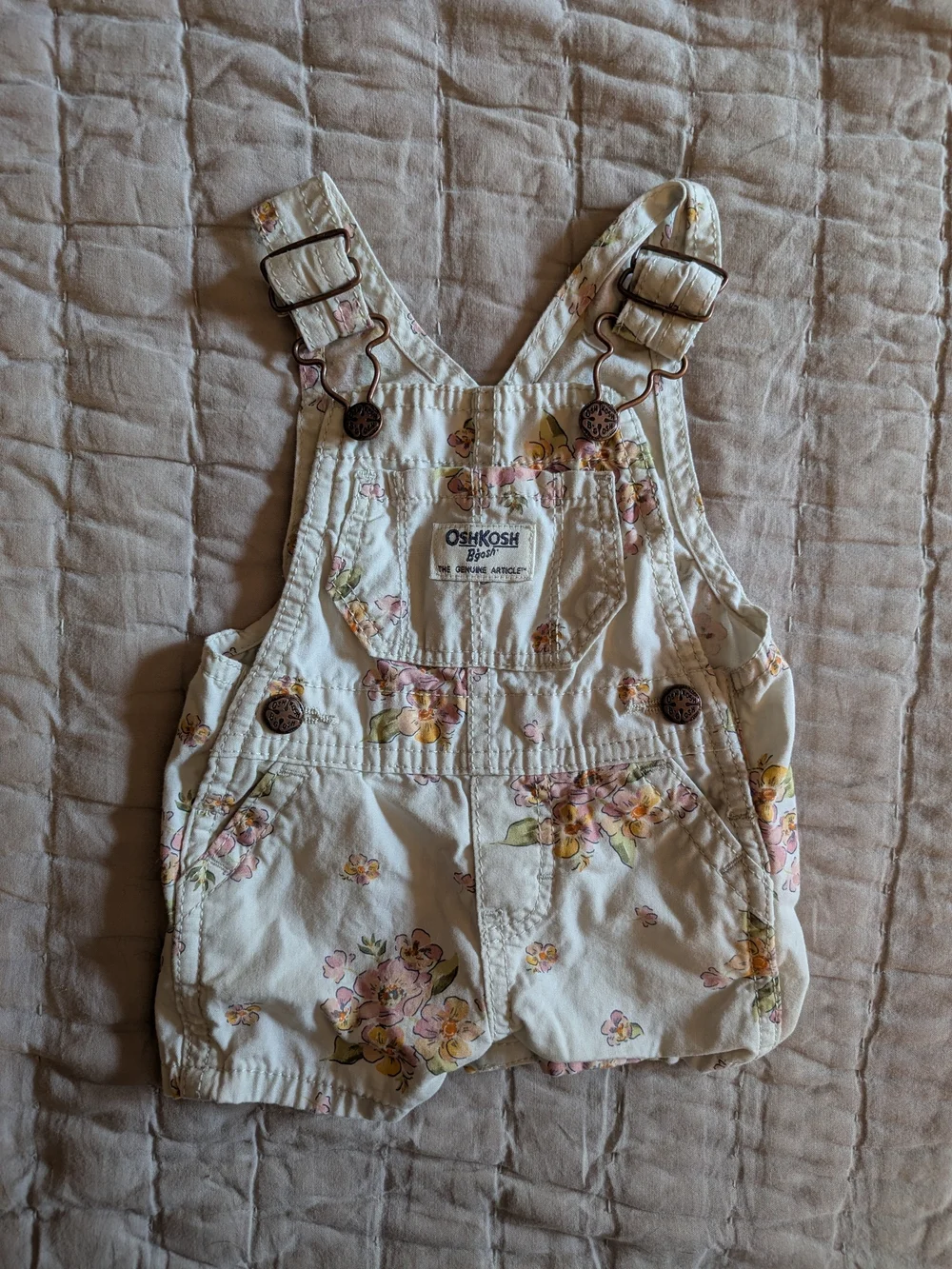 OshKosh B'gosh Cream Floral Baby Overalls